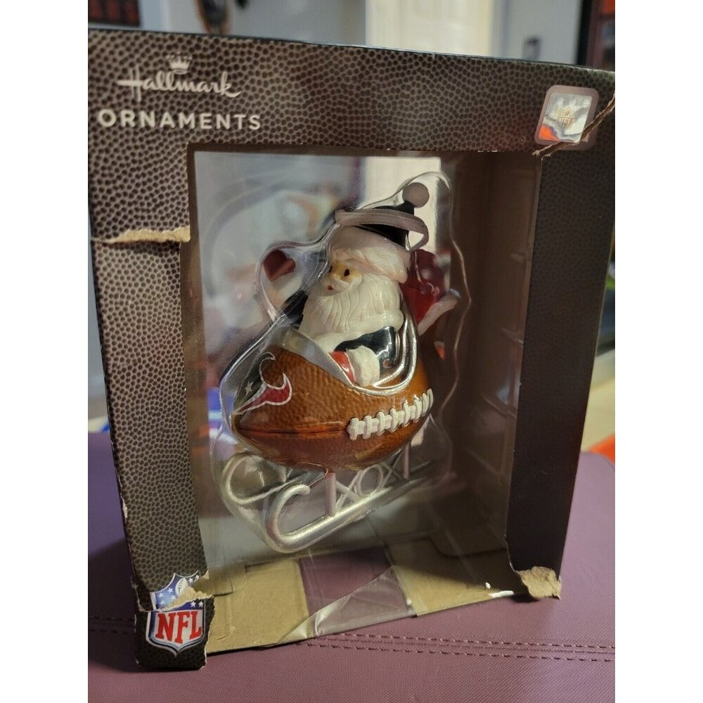 Hallmark Houston Texans Santa Sleigh Christmas Holiday Ornament‎ (Damaged Box)